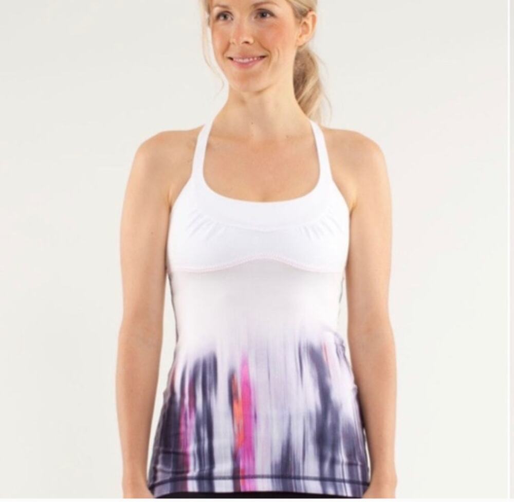 Y2K Lululemon Tank Womens 4 White Indigo Mirage Gym Yoga Medium Support